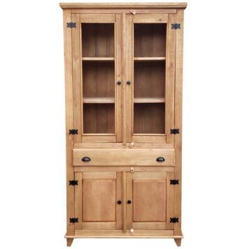 032086 ARMARIO 100X40X200 2 PORTAS VITRINE - VIDROS 1 GAVETA 2 PORTAS FECHADAS MADEIRA MACIÇA EUCALIPTO